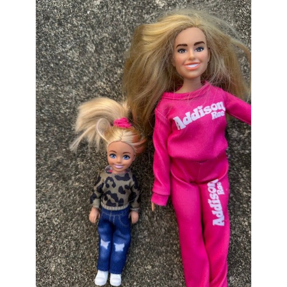 Addison Rae Fashion Doll Set Pink Tracksuit and Leopard Print Mini‎ Doll 2pc